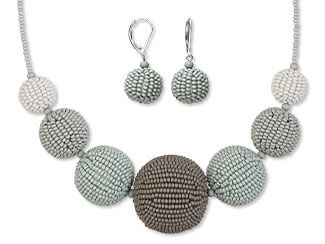 Single-Strand Seed-Beaded Necklace and Earrings