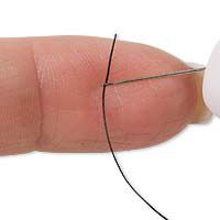 Fingers with threaded needle.