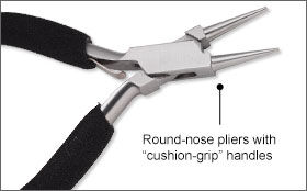 Cushioned grip round-nose pliers