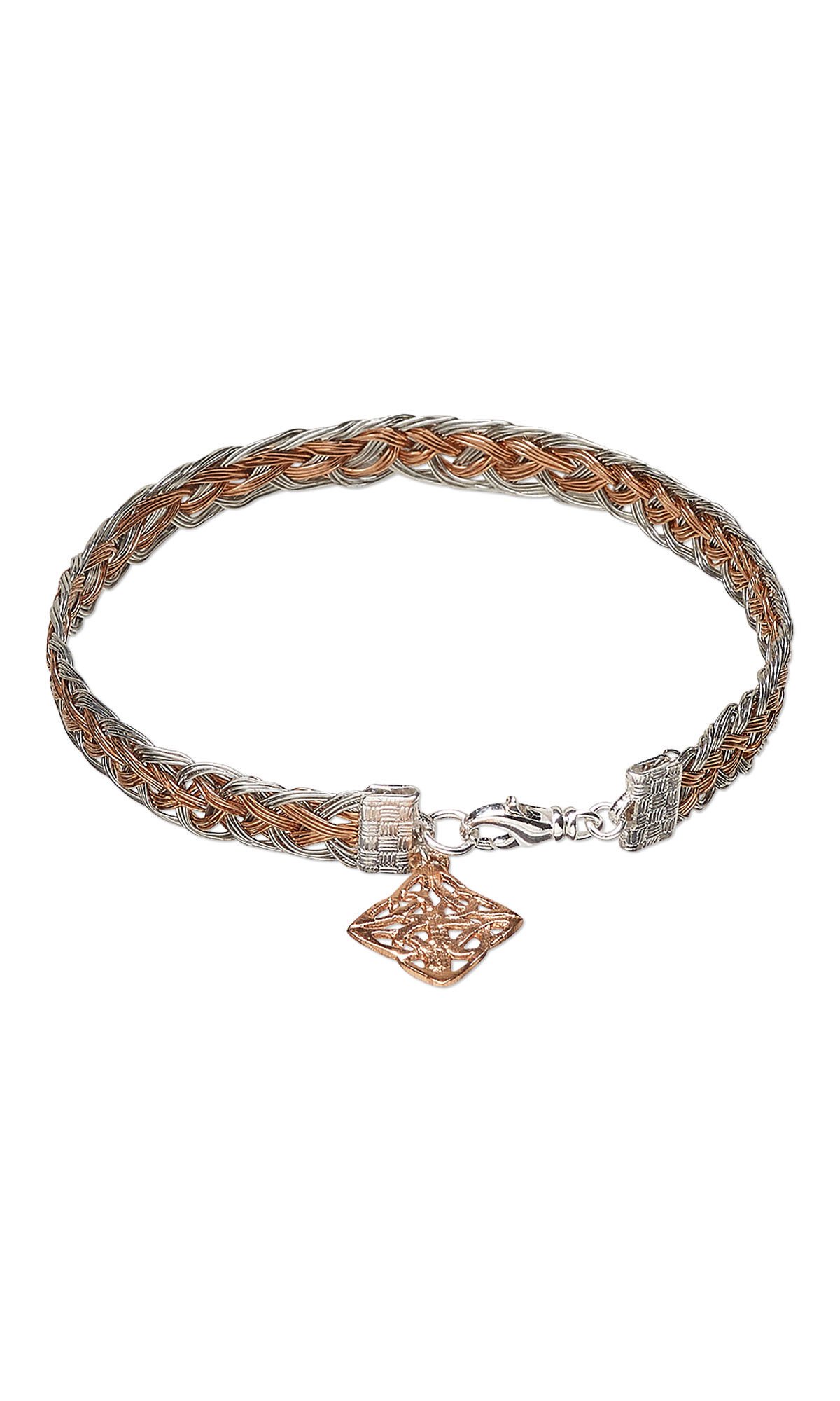 Design Idea R C 3 J - Woven copper wire bracelet with a copper charm.