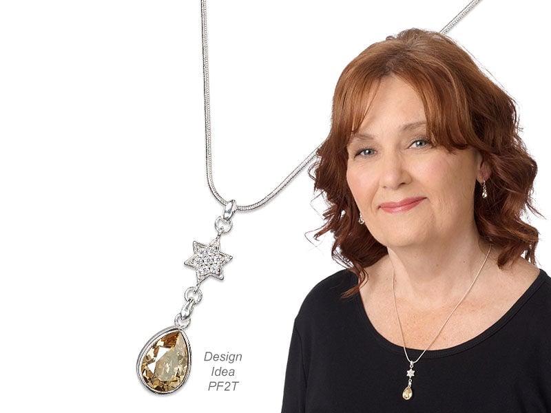 Model wearing jewelry that uses a setting