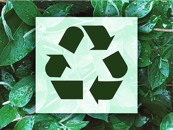 Recycle logo over leaves