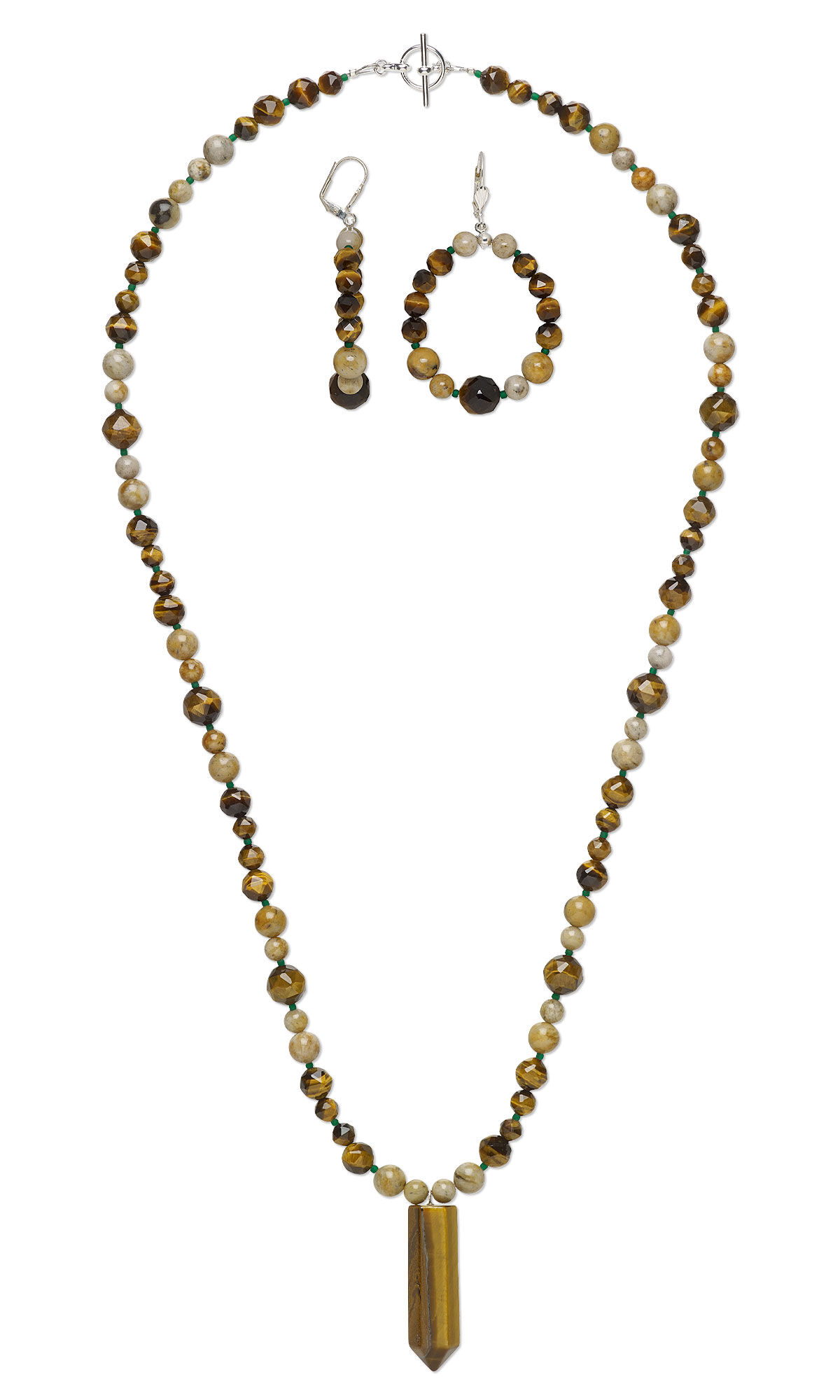 beaded necklace with tigereye focal