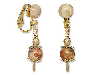 An image of earrings made with crazy lace agate