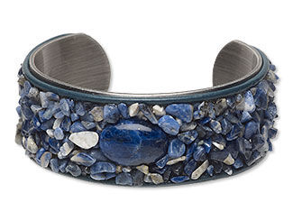 Cuff Bracelet with Sodalite Chips