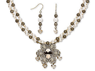 Double-Strand Necklace and Earring Set