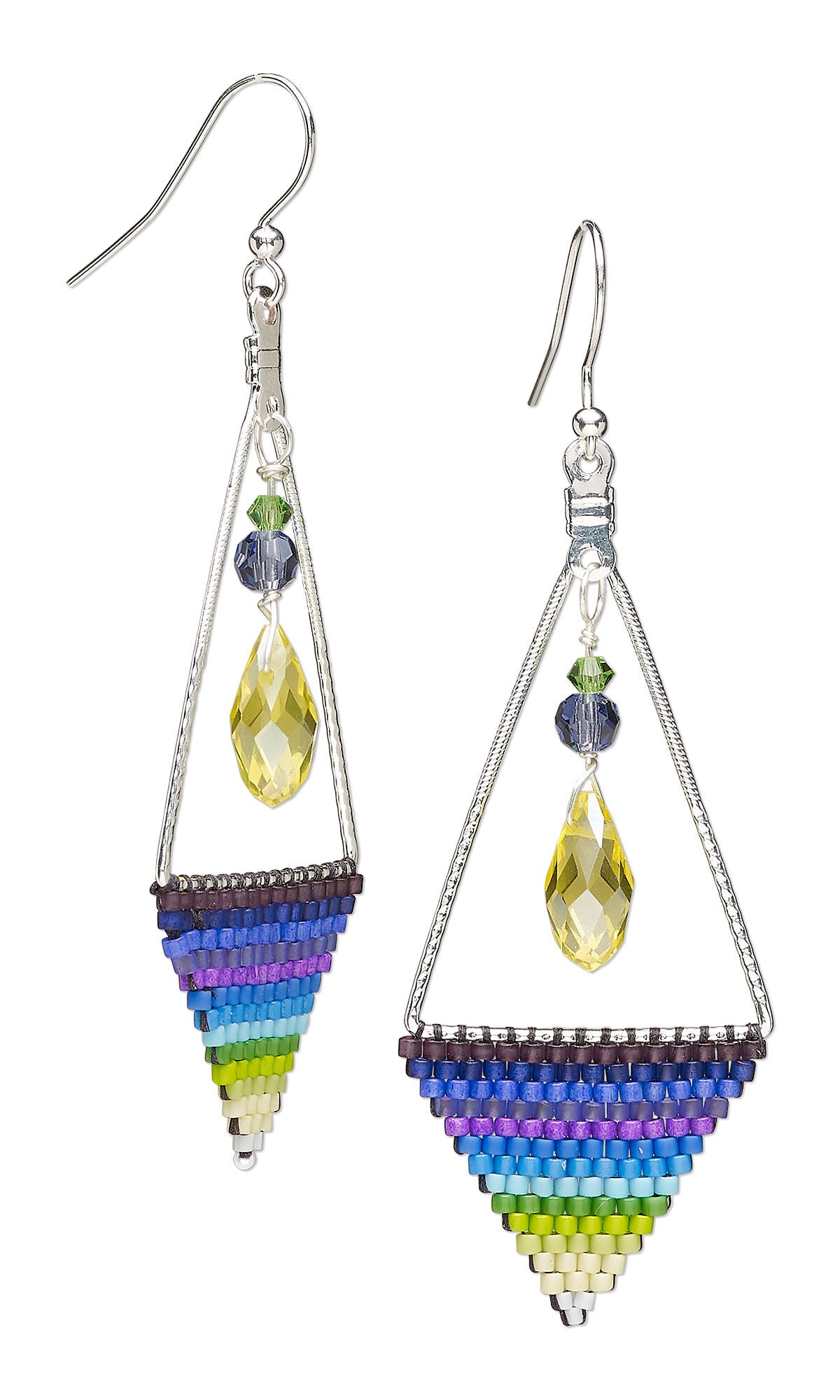 Design Idea S B 3 2 &ndash; Drop earrings made with Delica seed beads, Preciosa crystal drops and ParaWire
