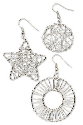 Circle and star wirework earrings
