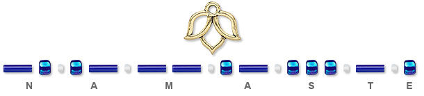 Blue beads spelling "namaste"