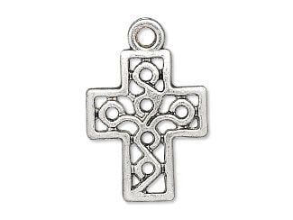 Product 4 7 7 6 M B - Silver open cross the circular designs.
