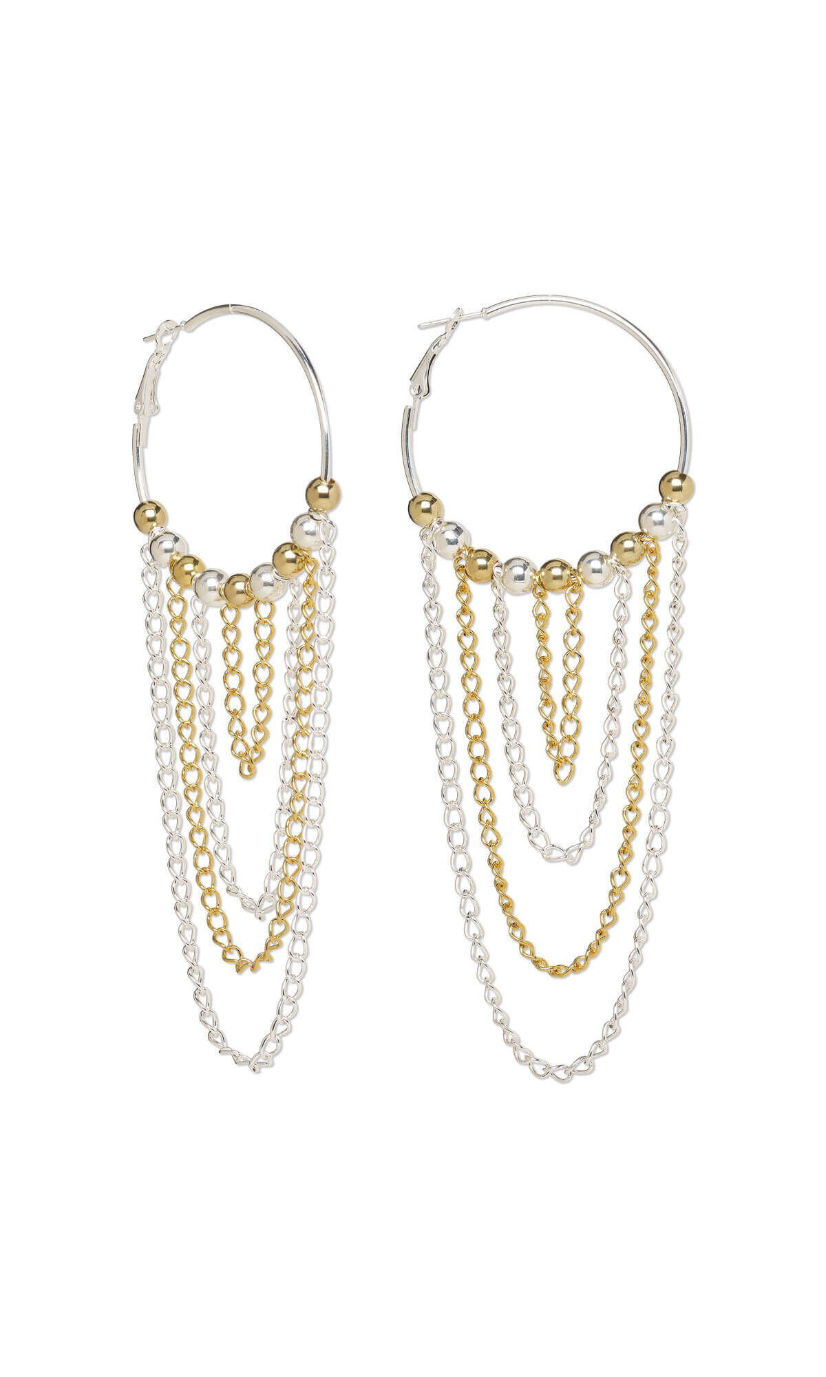 hoop earrings with dangling chains