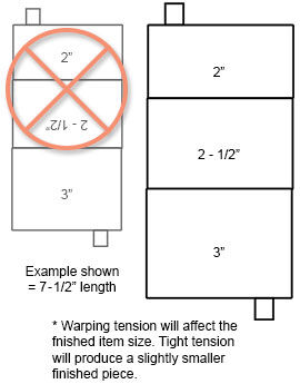 Front view diagram of assembled loom pieces