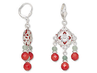 Earrings with Coral Beads