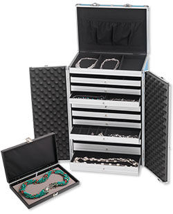 Display and storage box with pull-out drawers