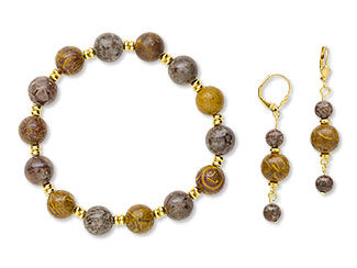 An image of a Chrysanthemum Stone Bracelet and Earrings