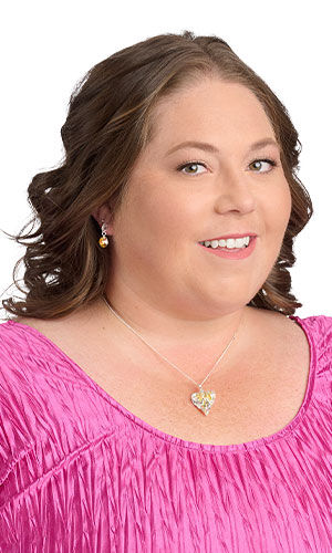 Model wearing design idea Q C 2 8  Single-Strand Necklace and Earring Set with Crystal Passions® Drops and Sterling Silver and Cubic Zirconia Chain Material