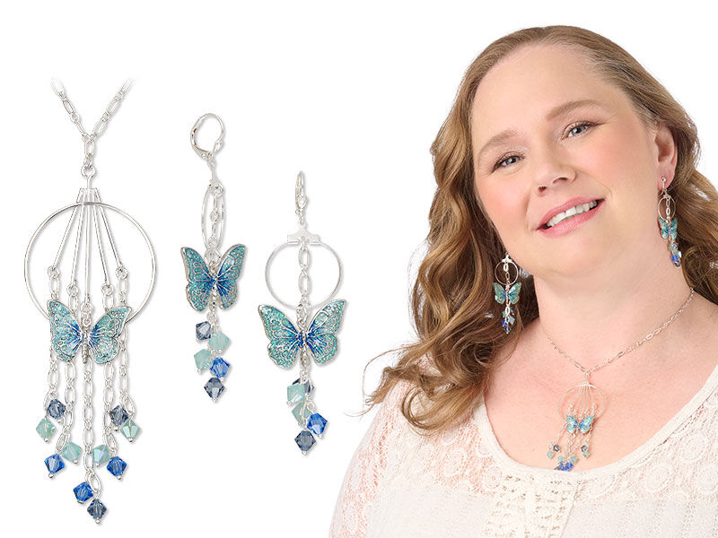 Model wearing jewelry made with chain