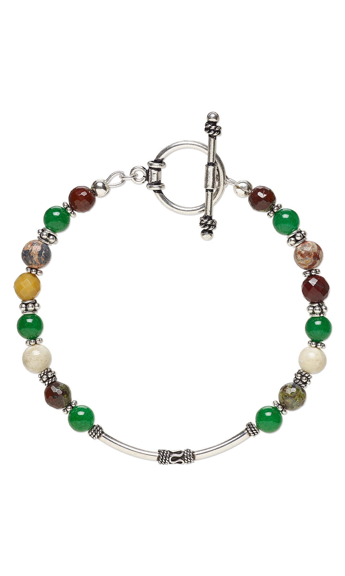 Bracelet with gemstone beads and a toggle clasp