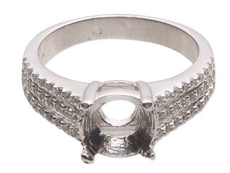 Rhodium-Plated Sterling Silver Ring Setting