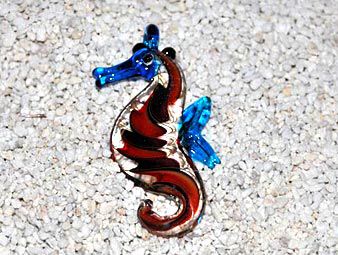 Finished lampworked glass seahorse