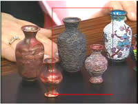 Vases with soldered on patterns
