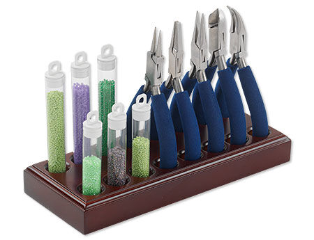 Pliers and vials in an organizer