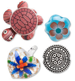 Handcrafted glass, clay and metal components