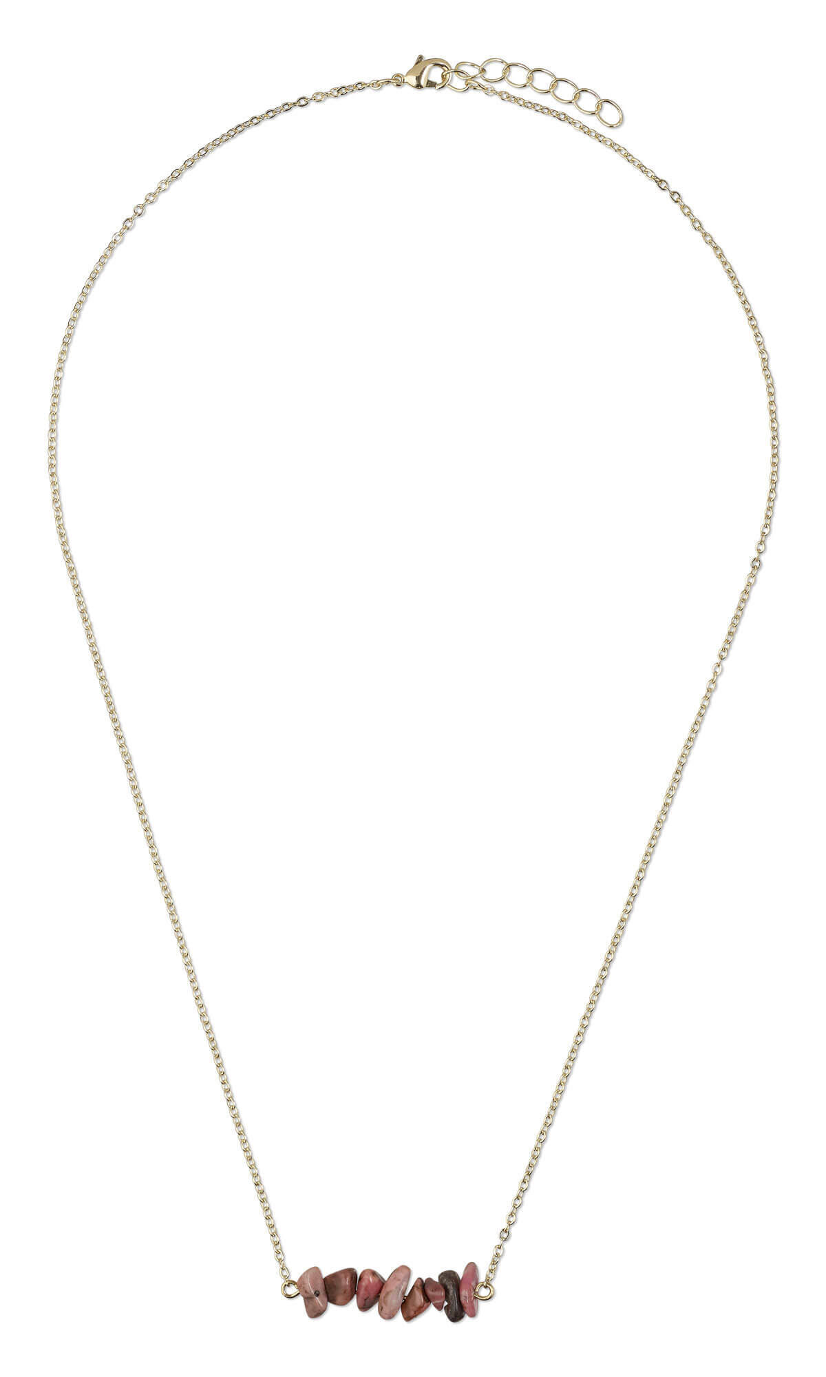 Chain necklace with Rhodonite beads on an eyepin