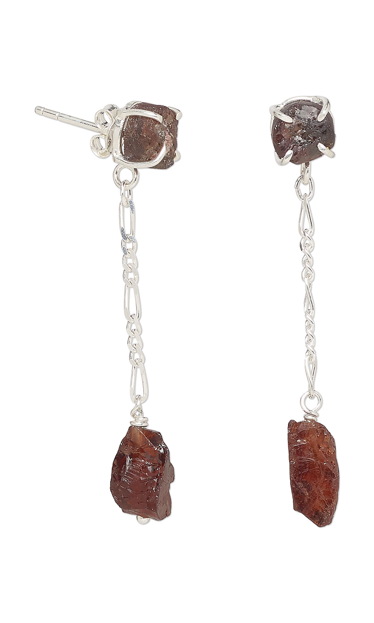 Design Idea S A 2 2 Garnet nugget stud earrings with another garnet nugget suspended from delicate chain