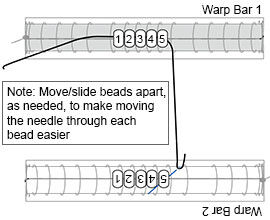 Note: move/slide beads apart, as needed, to make moving the needle through each bead easier