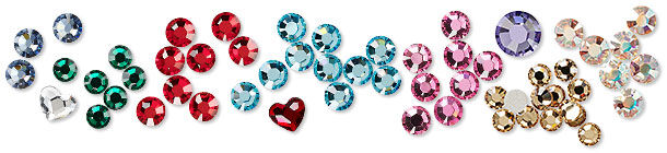 Multicolored flat-back rhinestones