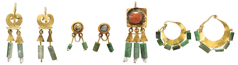 Gold and chalcedony earrings, mid-late Imperial period. Photo courtesy of The MET (www.metmuseum.org).