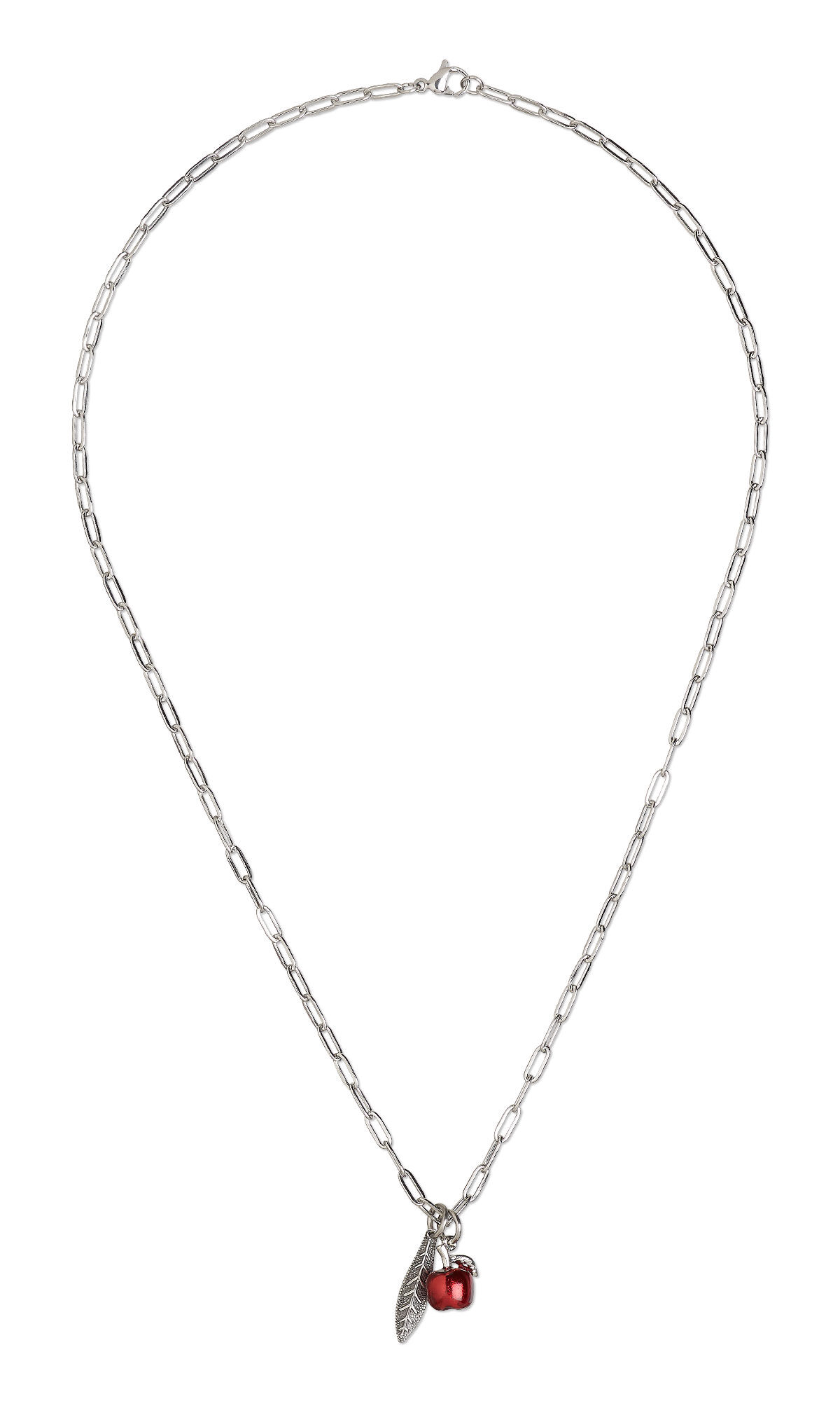 Necklace with a small apple and leaf pendant