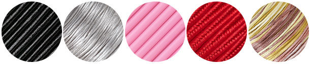 Black, silver, pink, red and multicolored cord