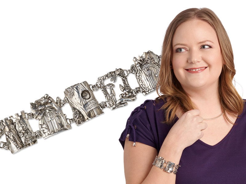Model wearing necklace made with metal clay