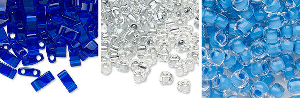 Blue and clear seed beads