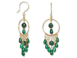 Earrings with Malachite Gemstones
