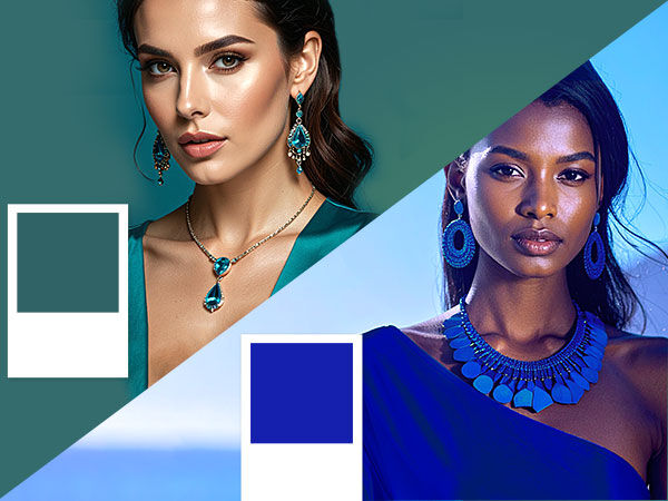 Luminous blue and transformative teal color swatches