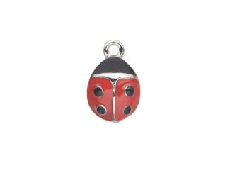 Red, black and pewter ladybug charm