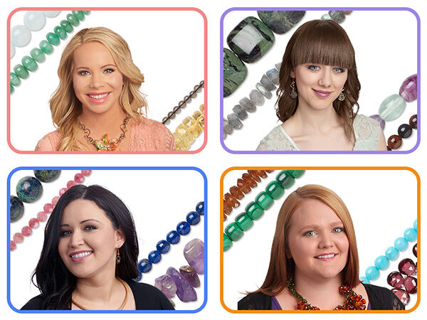 Multicolored gemstones around models