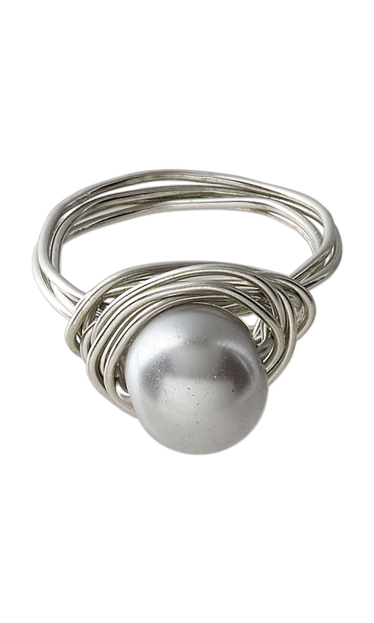 Wire wrap ring with a silver bead