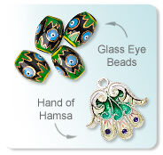 Glass Eye Beads, Hand of Hamsa