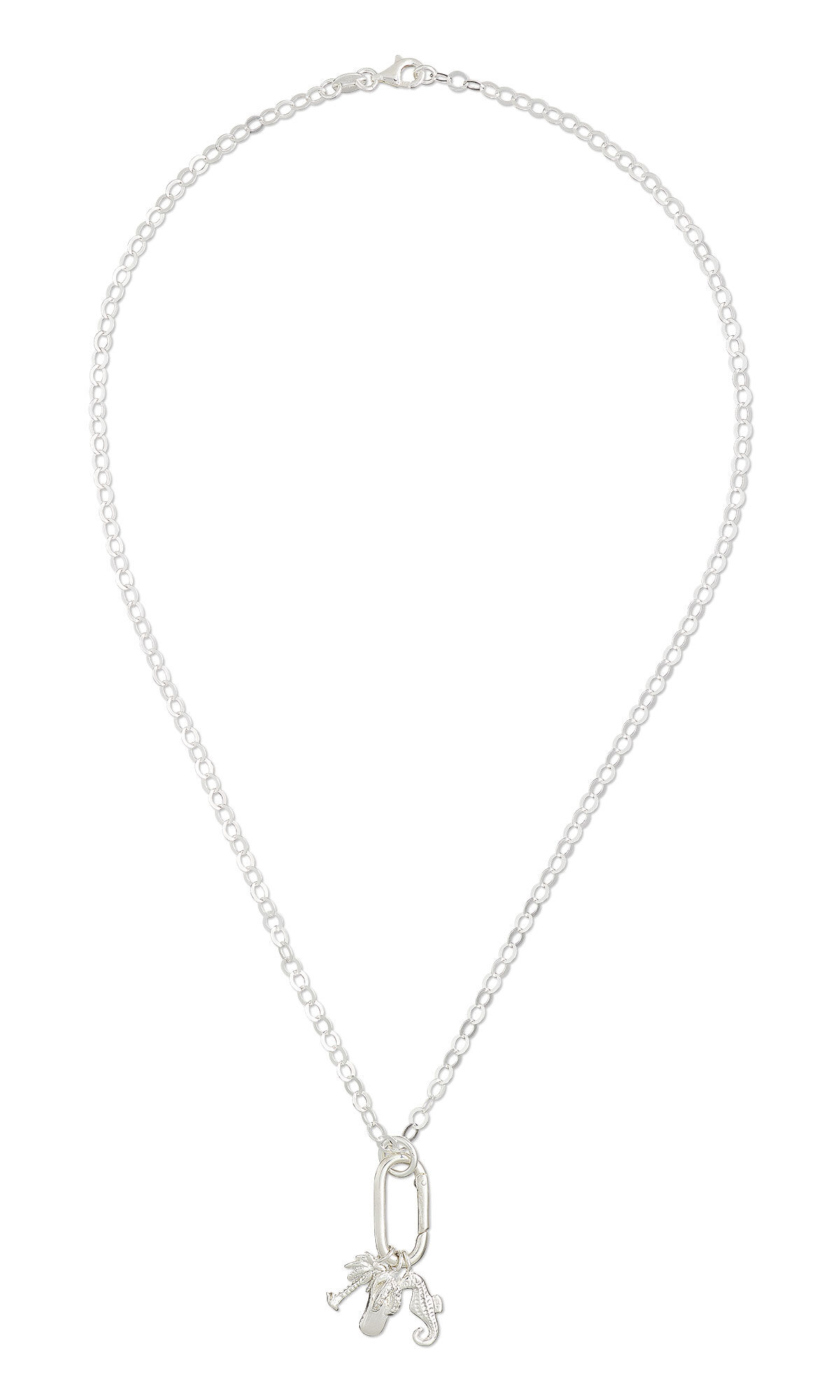 Silver chain necklace with silver charm focals