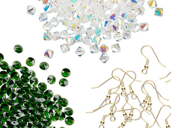 Assorted beads and earring hooks