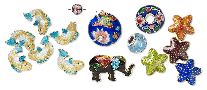 Assorted Cloisonné beads and components