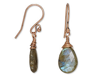 Labradorite earrings with wirework