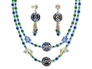 Double-Strand Necklace and Earring Set