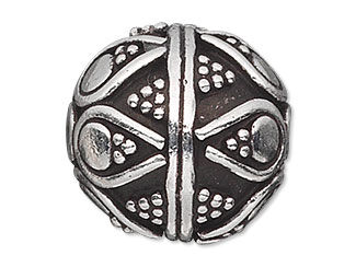 Spherical silver bead with patterns