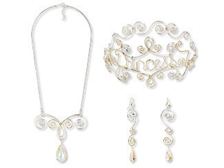 Single-Strand Necklace, Tiara and Earring Set