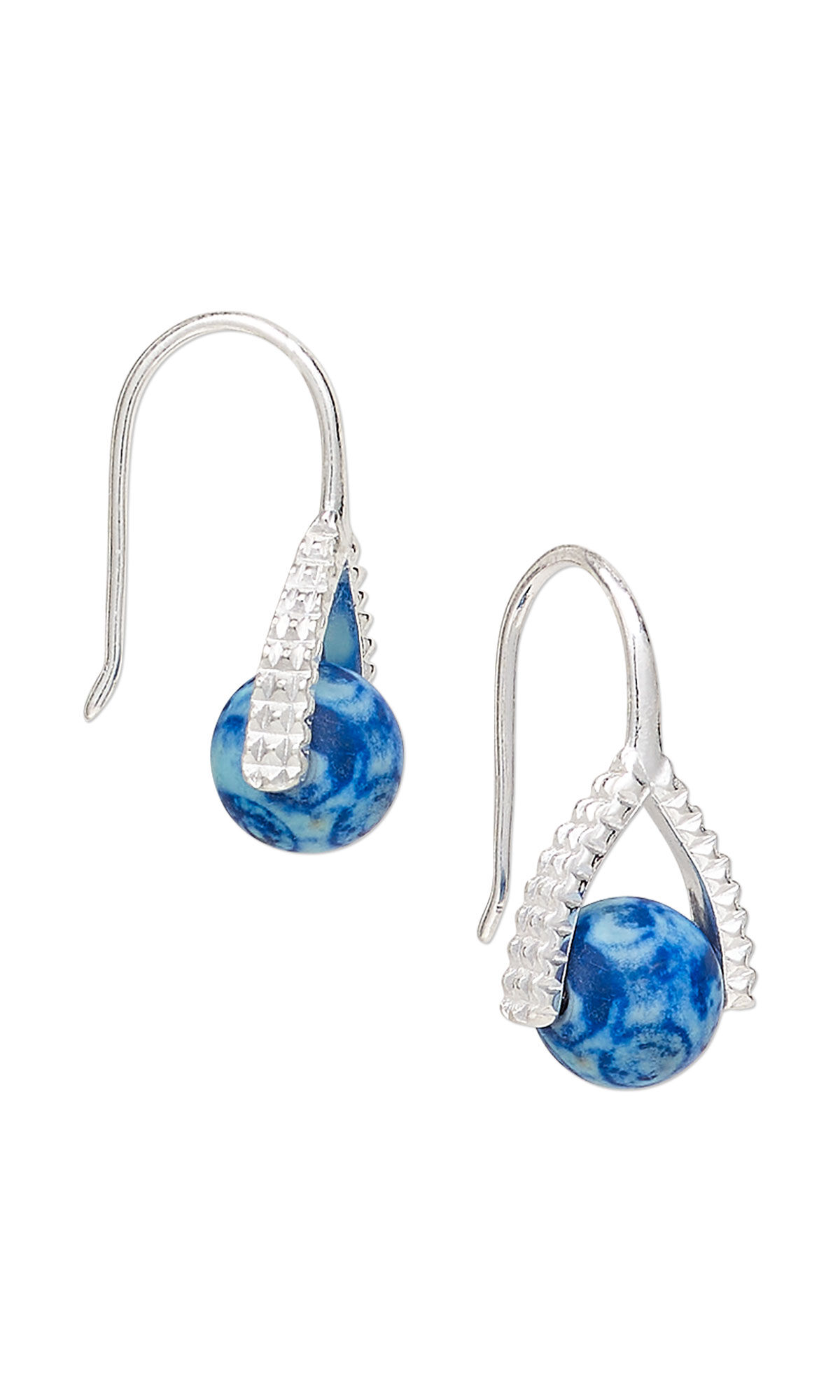 Earrings with blue crackle agate beads